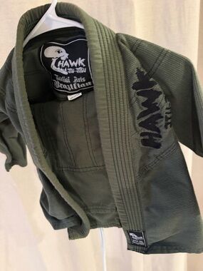 Hawk Kids' Olive Brazilian Jiu-Jitsu Gi set